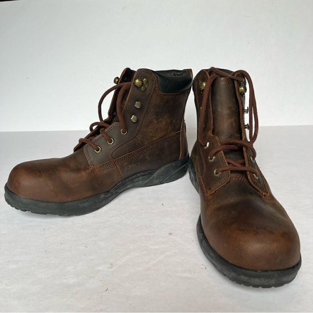 Dr. Comfort Men's Protector Leather Work Boots Chestnut Size 10 1/2"W